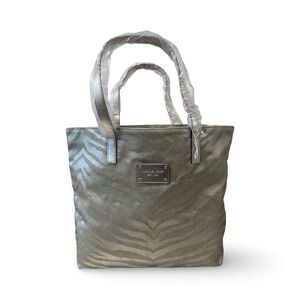 Michael Kors new Metallic gold Tote zebra print canvas